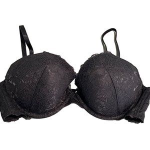 PEACH JOHN Girls Japanese Lavender Black Push Up Lace Bra 36D/E80